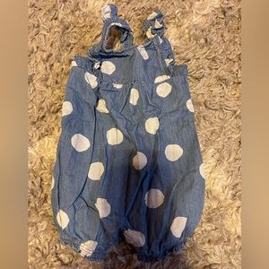 Carters - denim and white polka dot bubble romper - 9 months